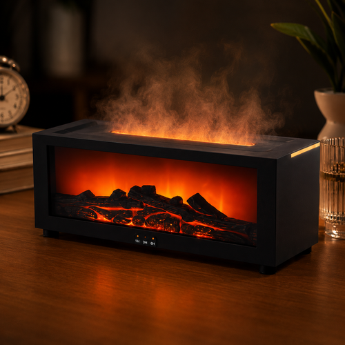 Flame Aroma Diffuser & Essential Oil Humidifier USB Cool Mist Air Humidifier with LED Flame Light & Remote Control for Home